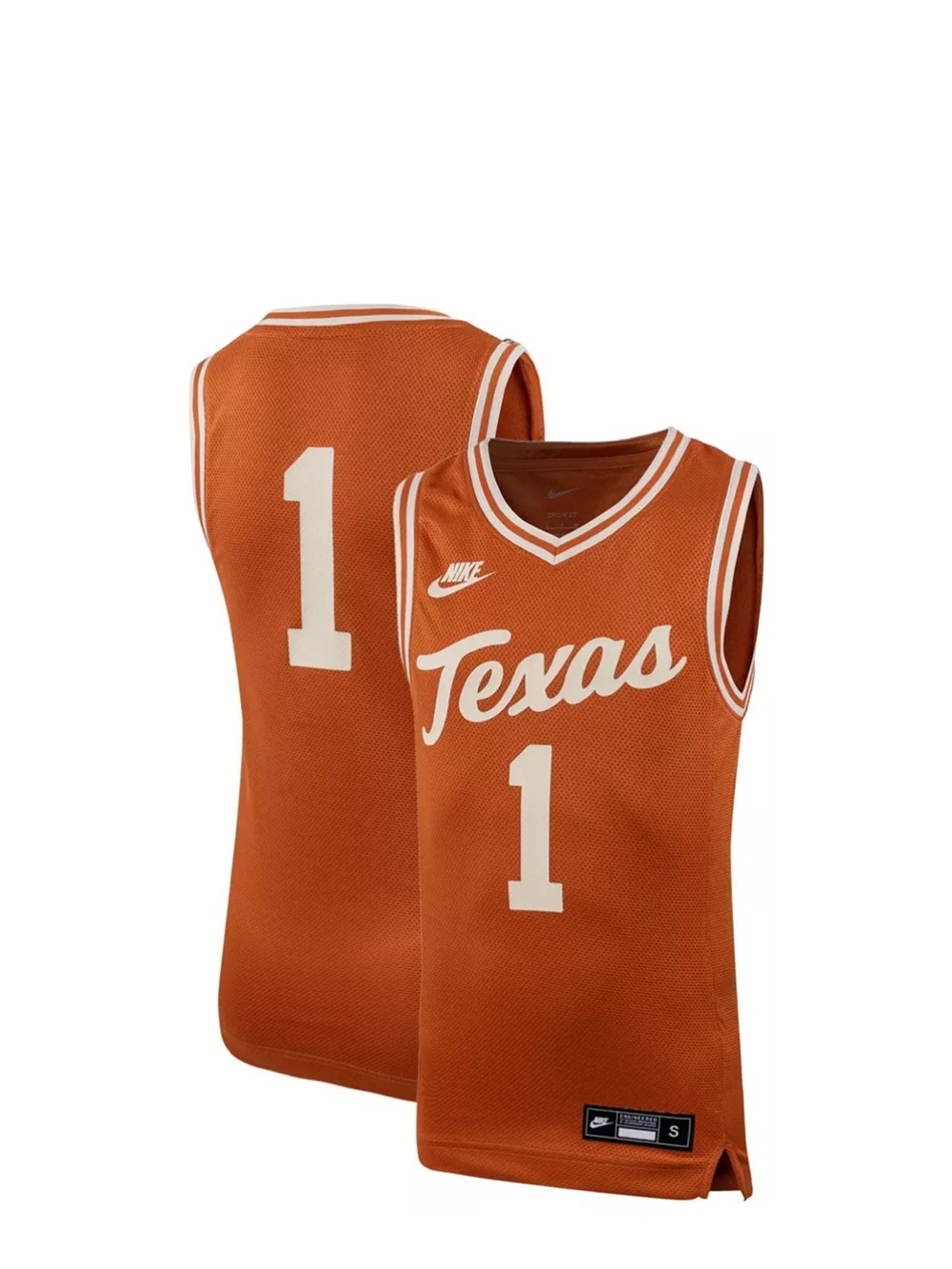 Nike Texas youth Burnt Orange Basketball Jersey #1, size large